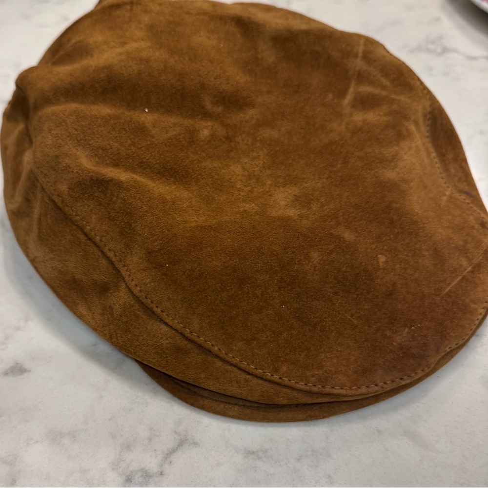 Vintage Brown Suede Newsboy Cap / Ivy Hat – Adjustable with Satin Lining